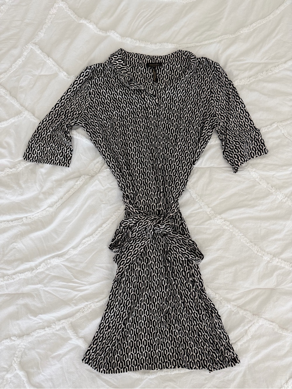 Laundry Black & White Patterned Wrap Dress - Classic Women's Dress